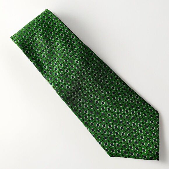 Lauren Ralph Lauren Green Silk Necktie Tie Handmade In USA Work Wedding Date - Picture 1 of 5